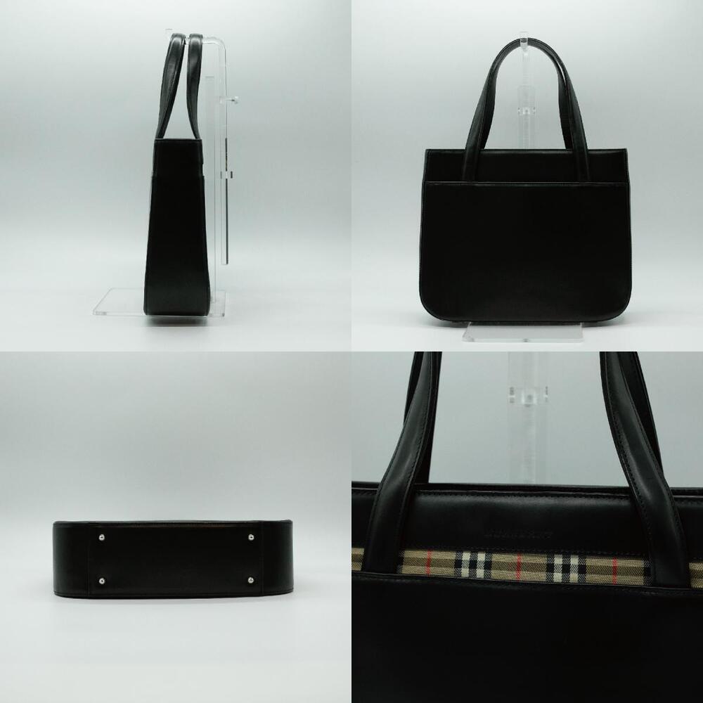 Burberry Check Silver Canvas Leather Nova Black Handbag - Picture 3 of 4